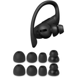 Geiomoo Silicone Ear Tips for Beats Powerbeats Pro, Replacement Eartips Earbuds Earpads (Black,S/M/L/D)