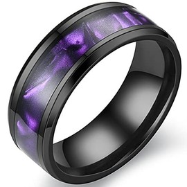 Jude Jewelers 8MM Stainless Steel Carbon Fiber Inlay Matte Brushed Classic Simple Plain Wedding Band Ring (Black Purple, 8)