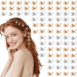 EDLMKM 80 Pcs Small Butterfly Hair Clips for Women, Girls Metal Small Claw Clips, Mini Gold Hair Clip, 90s Y2K Cute, Tiny Cute Hair Accessories for Women Girls