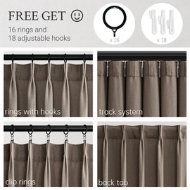 Topfinel Pinch Pleated Curtains 90 Inches Long 2 Panels Set,Dark Flax Semi Sheer Blend Fabric Farmhouse Cozy Rustic Western Home Decor Curtain Drapes for Living Room Bedroom,40x90 inch Length