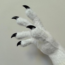 SCLMRO Kigurumi paws & Fursuit KIG Paws , Black Costume Gloves with White Claws, Cosplay Paw Gloves - Colour: Black nails & white gloves