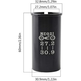 Black for Bicycle Accessories Seat Post Adapter Shim Bike Seatpost Tube Reducing Sleeve Aluminum Alloy for Mountain Bike,Bike Seat Posts,Seats and Saddles（27.2mm to 30.9mm),Parts and Components