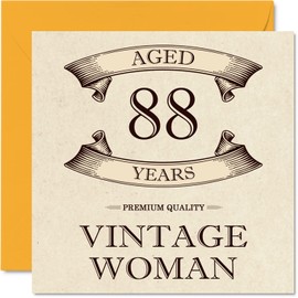 Stuff4 Vintage 88th Birthday Card for Women - 88 Years Old - Funny Birthday Card for Mum Sister Wife Grandma Aunt 145mm x 145mm Ladies Greeting Cards 88th Birthday Card
