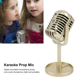 Karaoke Prop Microphone, Portable Plastic Light Prop Microphone for Photography Props for Gifts Decoration (Gold)