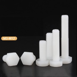 CONPHERON Plastic Hexagon Head Machine Screws M6 x 10 mm Pack of 30 White