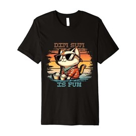 Funny retro Dim Sum Cat Yum Cha Baozi Dumplings Premium T-Shirt