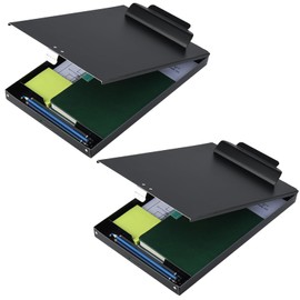 ZCZN Aluminum Clipboard with Storage, 2 Pack Recycled Metal Clipboard Box, Form Holder, Suitable for School, Office, Jobsite or Medical Staff, 9.25 x 13.78 Inches, Black