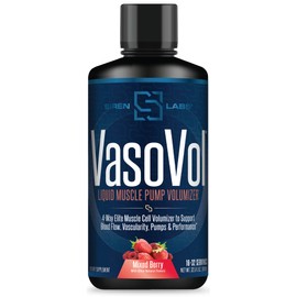 SIRENLABS Vaso-VOL Liquid Muscle Pump Volumizer with Agmatine Sulfate - Pre Workout for Men to take Your Workouts to The Next Level with Vascularity and Performance (Mixed Berry)