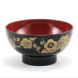 Made in Japan SET of 2 Japanese 4.5"D Lacquered Plastic Rice Soup Bowls Ume Blossom JAPAN MADE