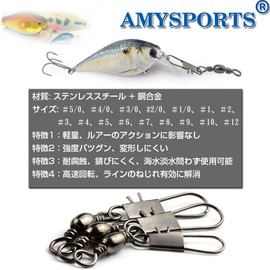 AMYSPORTS Fishing Snap Swivels Fishing Snaps with Snaps Salcans, Rolling Swivels, Interlock Snaps, Type B, Blue Fishing, Sea Fishing, 50 Pieces, 39.7 lbs (18 kg)