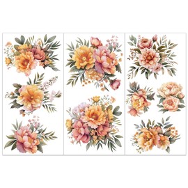 OLYCRAFT 3pcs/Set Peonies Rub on Transfers for Crafts and Furniture 6x12 inch Flower Clusters Decor Transfer Stickers Vintage Floral Transfers for Wood Furniture Scrapbooking Home Decorations