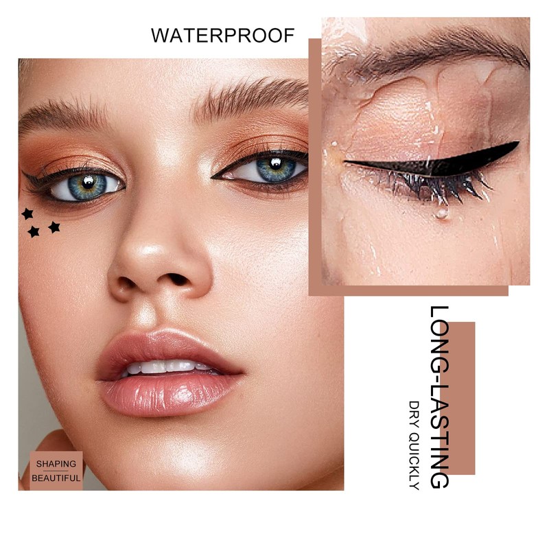 Ownest 6 Pcs Waterproof Smudge-proof Eyeliner Stamp Pen Set -