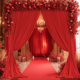 10ft x 7ft Red Backdrop Curtain for Parties Red Wrinkle Free Backdrop Drapes Panels for Wedding Baby Shower Birthday Photo Photography Christmas Polyester Fabric Background Decoration