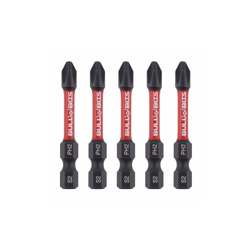 5X Bull Bits 50mm PH2 Impact Screwdriver Bits Set –