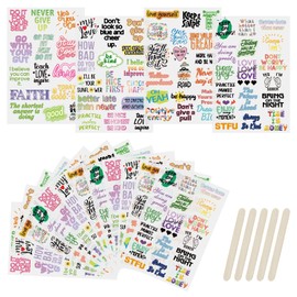 WANDIC Rub On Transfer Stickers, 16 Sheets 4 Styles Inspirational Words Transfer Stickers Positive Motivational Quote Decals for Scrapbook Journal