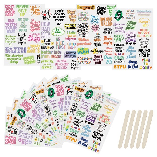 WANDIC Rub On Transfer Stickers, 16 Sheets 4 Styles Inspirational