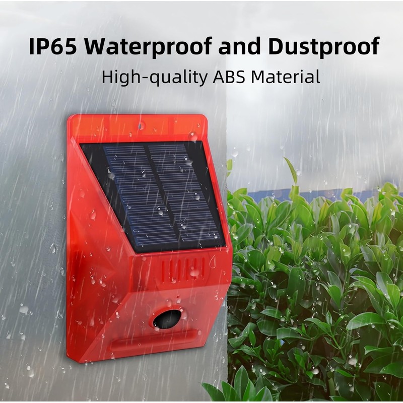 Lancoon Solar Alarm Strobe Light with Remote Control Motion Sensor