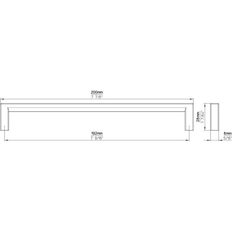 Macha Handle LA 192 mm, Width 200 mm, ZN Matte