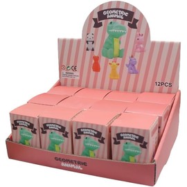 [12 Boxes Set] Vinyl Small Cute Animals Characters Figures Bath Toys Blind Box, Ideal Party Souvenir Kids Christmas Birthday Gifts Lot (Geometric Animal)