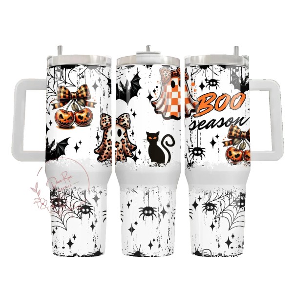 Handmade Boo Season Spooky Halloween Ghost Spider 40oz Tumbler Travel
