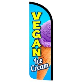 Vista Products Vegan Ice Cream Premium Windless Polyknit Feather Flag (3 x 11.5 feet)