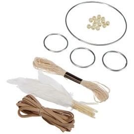 Rayher DIY Dream Catcher Craft Kit with Four Metal Hoops, Wall Hanging in Natural Colours, 33x17cm, 66046000