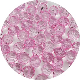 YUEXIGO 250pcs 6mm Crystal Glass Beads for Jewelry Making, Faceted Rondelle Glass Spacer Beads for Wind Chimes Bracelet Earring Necklace DIY Craft(Pink)