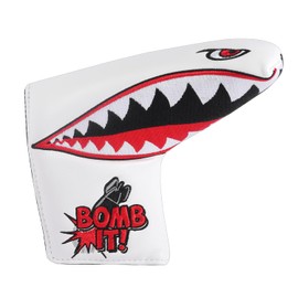 SHABIER New War Shark Flying Tiger Warshark Golf Putter Headcover Golf Blade Putter Cover (White)