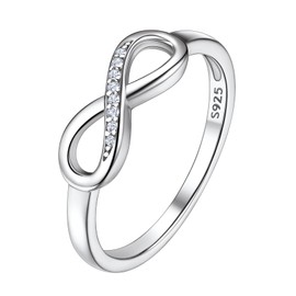 Suplight 925 Sterling Silver Cubic Zirconia Infinity Ring for Women Teen Girls Size 7