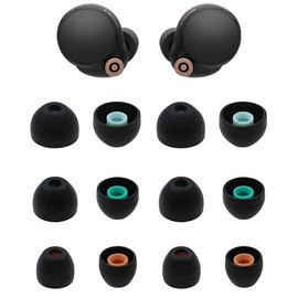 Rqker Ear Tips Compatible with Sony WF-1000XM4 WF-C500 WF-1000XM3 WF-SP700 WF-XB700, 6 Pairs S/M/L Sizes Soft Silicone Ear Tips Earbud Tips Eartips Compatible with Sony Earbuds, 12 Black sml