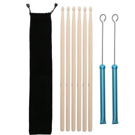 Drum Stick Brush Set Jazz Retractable Metal Wire 5A Rod Plush Bag Percussion Accessories(Blue )