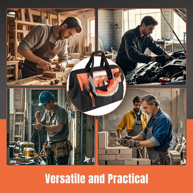 15-Inch Heavy Duty Tool Bag, Portable Empty Tool Box Organizer