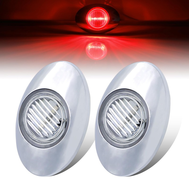 Ledvillage 3 Inch Oval Clear Lens Red LED Side Marker