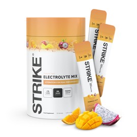 Strike Electrolytes | Zero Sugar Hydration Sachets with Sodium, Magnesium, Vitamin C & Trace Minerals | Vegan, Keto, Gluten-Free | Daily Electrolytes Powder (30 Sachets, Tropical Twist)