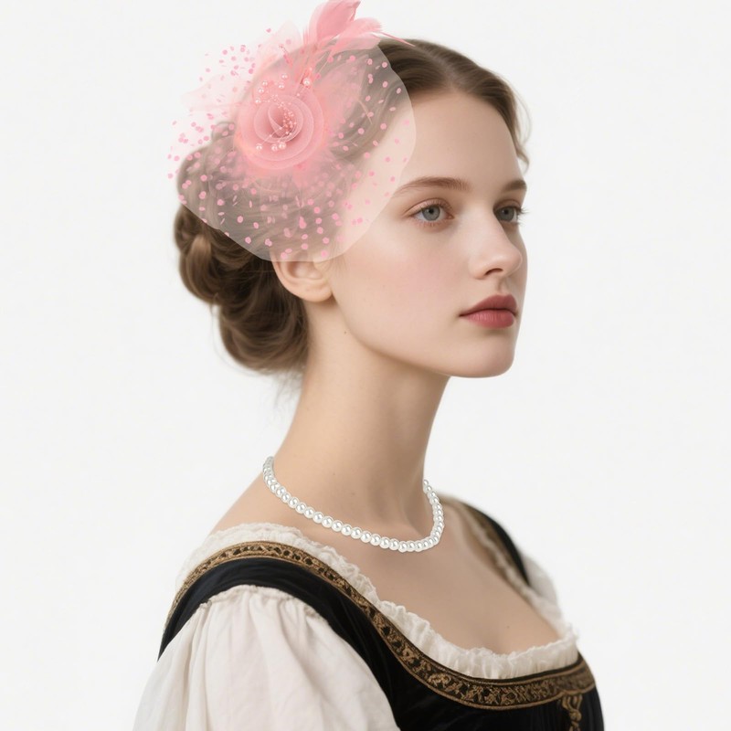 YARIEW 2025 Fascinators Hats for Women, Pearl Necklace for Women