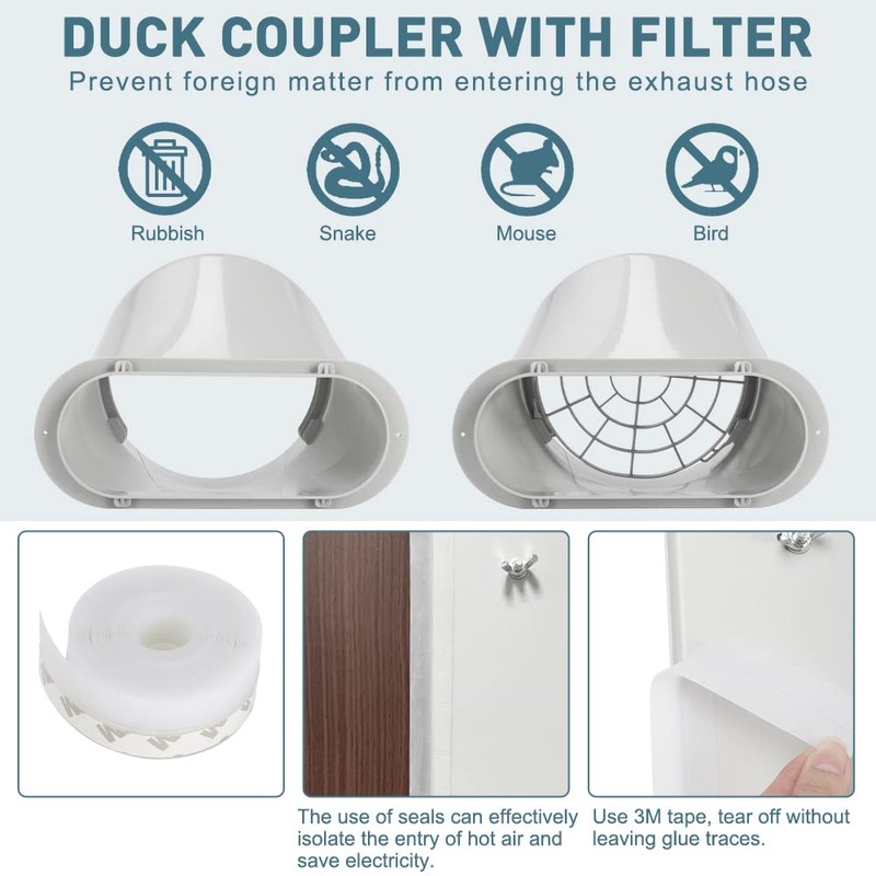 Portable Air Conditioner Window Door Kit with 5.9”Exhaust Hose, Universal