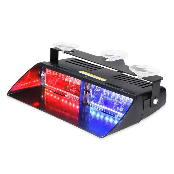 Blue Red LED Emergency Strobe Dash Light with 18 Flash Patterns for Police Cars Law Enforcement Vehicles POV