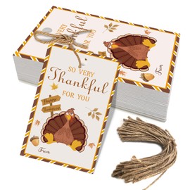 50pcs Thanksgiving Thank You Gift Tags, Turkey Theme Gift Tags for Friendsgiving Party Favor and Gift Wrapping Decoration(Turkey)