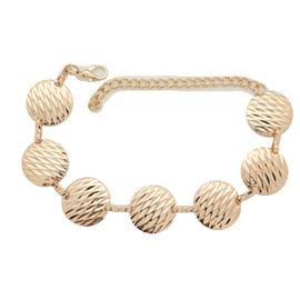 Women Boot Bracelet Chain Gold Metal Western Fashion Anklet Shoe Textured Circle Round Charm