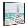 Stupell Industries Snowy Christmas Tree Beach Shore Giclee Framed Wall