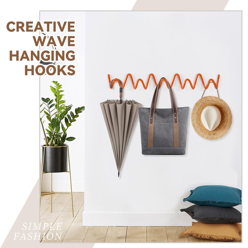 Bumtosc Coat Rack Wall Mount, Creative Wave Wall Hooks 20KG
