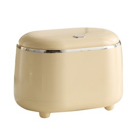 Desktop Trash Can with Lid Small Detachable Countertop Garbage Can Pop Up Tiny Waste Basket for Home Bedroom Office Cream Yellow