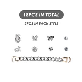 NXPWRC 18 Pieces Of Rhinestone And Diamond Shoe Accessories, Shoe Upper Shiny Chain Ornaments, Glittering Shoe Accessories, Shoe Jewelry Accessories, Suitable For Adult And Teenager Shoe Decorations