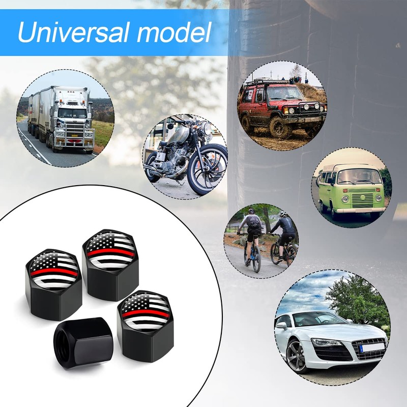 4PCS American Flag Tire Valve Stem Caps for Car, Auto