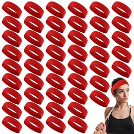 Hotop 50 Pcs Hair Headbands Bulk for Women Non Slip Stretchy Soft Elastic Sport Head Wrap for Yoga DIY Team Gifts(Red)