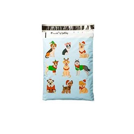 10x13 - Adorable Festive Dogs Designer Printed Poly Mailers, Christmas Puppy Shipping Envelopes Self Sealing Boutique Custom Bags (30 Pcs)
