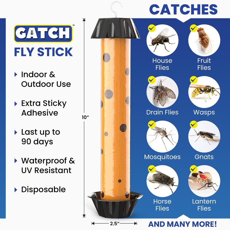GATCH Fruit Fly Trap (4 Pack), Fly Stick for Mosquitoes,