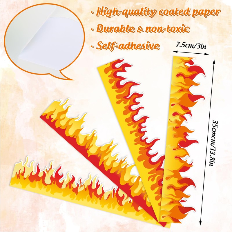 FYSUIMU 69Ft Flame Bulletin Board Border Self-Adhesive Red Orange Fire