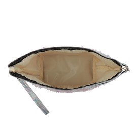 RIAH FASHION Pouch Clutch Organizer Bag - Travel Cosmetic Makeup Toiletry Jewelry Cute Sequin Purse Adjustable Strap (Sequin Glitter Cosmetic Pouch - White)