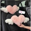 JOSON Heart-Shaped Angel Wings Car Headrest Set, 2-Piece, Soft Cushion,